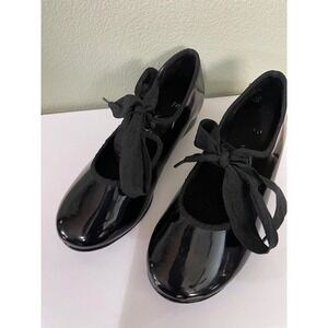 Black Girls kids Tap Dance Shoes Size 10 Used